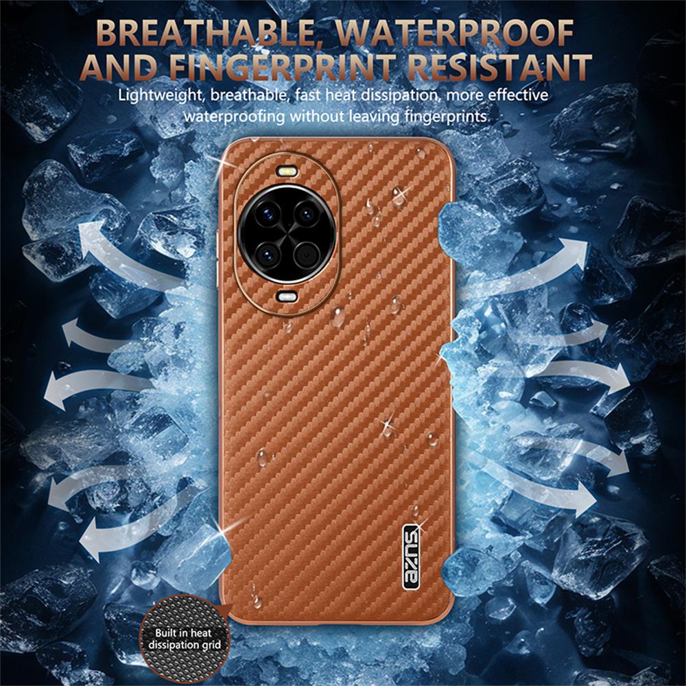 AZNS For Huawei nova 14 5G Case Electroplating Carbon Fiber Texture PU+TPU Phone Cover