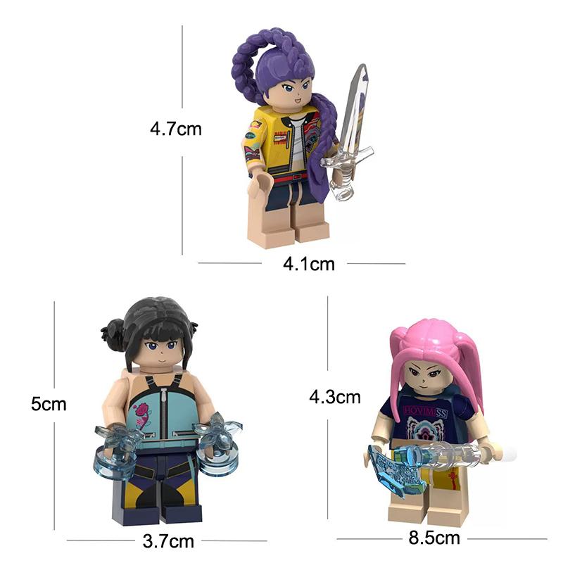Kpop Demon Hunters Cartoon Doll Building Blocks Kawaii Mini Action Figure Head Assembly Toys Child Educational Toys Gift