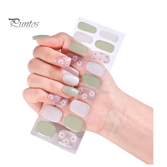 

24 шт., однотонные наклейки для ногтей с геометрическим клетчатым цветочным узором, устойчивые к УФ-излучению гелевые накладки для ногтей, безопасные DIY Art, патчи для ногтей B