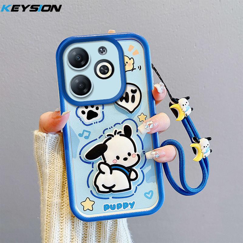 KEYSION Shockproof Case for Realme Note 70 70T with Lanyard Soft Silicone Cute 3D Cartoon Doll Phone Back Cover for OPPO Realme 70T 70