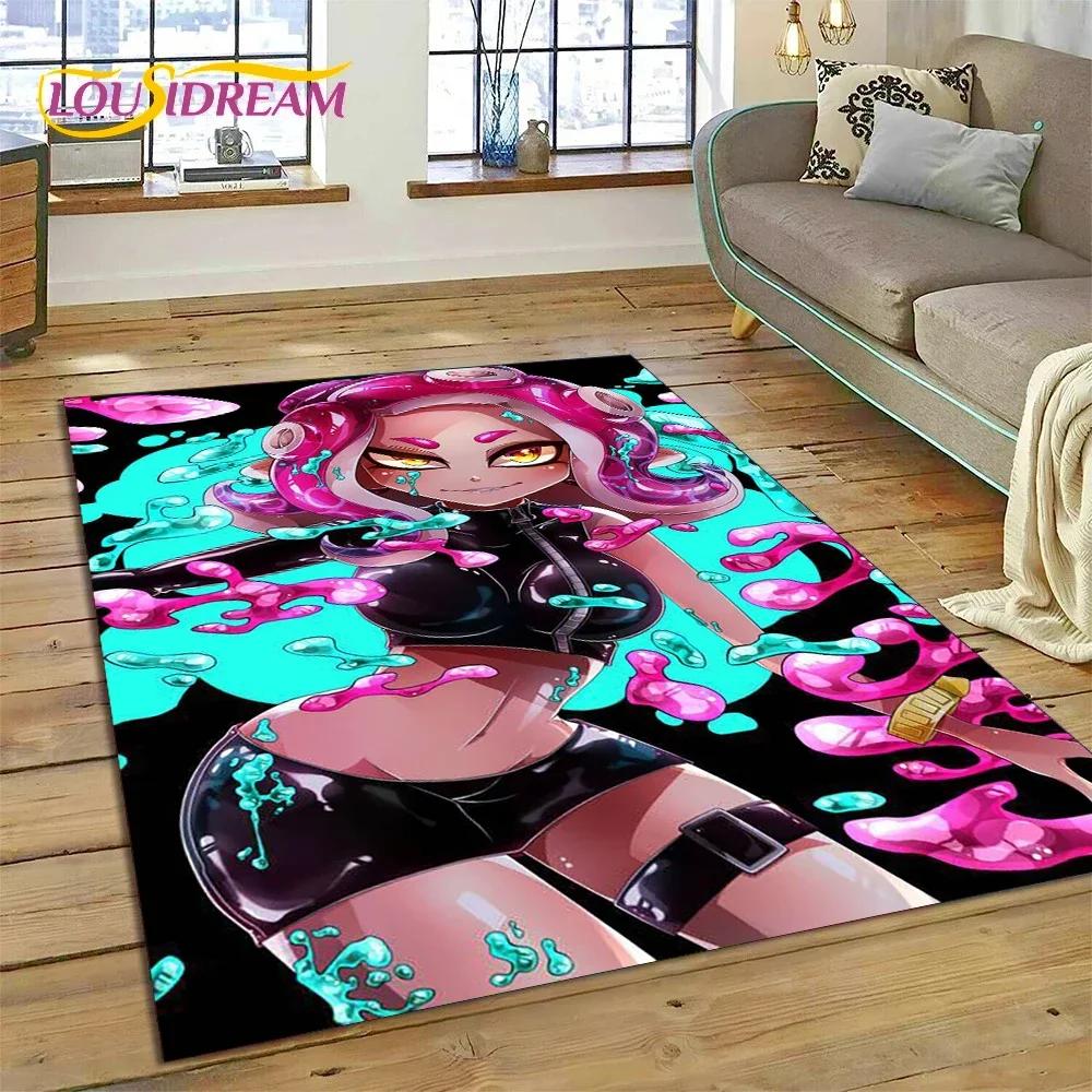 Splatoon3 PC Gamer Kreskówka Gra Dywanik do Sypialni Salonu Domu Dekoracja Sofy,Gra dla Dzieci Duży Dekor Mata Podłogowa Prezent