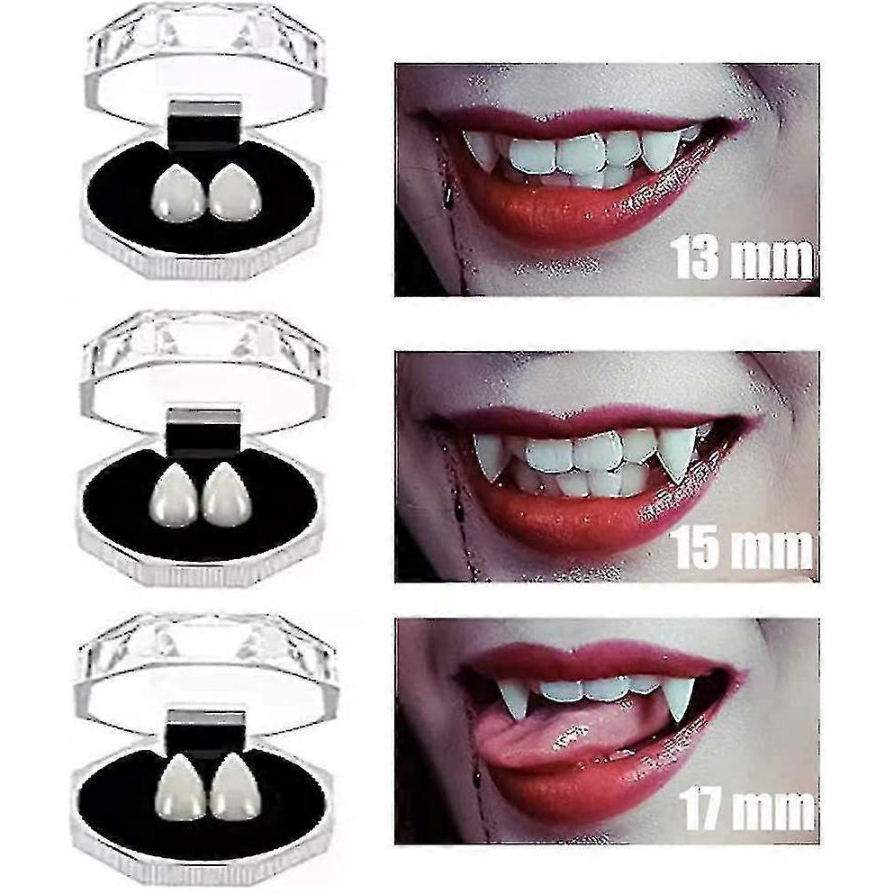 4 Sizes Halloween Vampire Dentures Halloween Vampire Fangs Teeth With Adhesive For Cosplay Realistic Horror Props Halloween Party