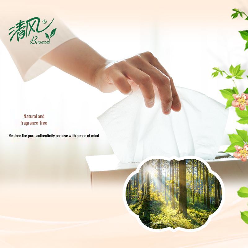 Gentle Breeze 3-Ply Facial Tissues - European Courtyard Collection, 100 Sheets, Large Box, Perfect for Student Dormitory Use