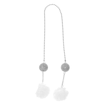 Partuto 1pc Artificial Crystal 2 Balls 2 Ball Pillar Car Seat Mirror Pendant Accessories Car Hanging Ornament White