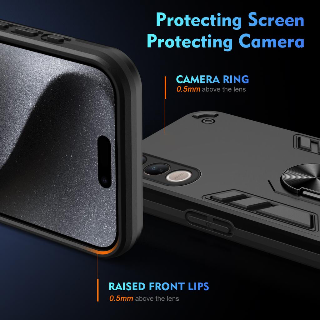 Military Grade Case for Vivo V50 Lite 5G Protective Cover Shockproof Ring Stand Holder Fundas Coque