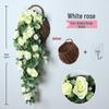 Decorazione con Rampicante di Rose da Appendere a Parete per Interni - Cesto di Fiori Artificiali per Soggiorno