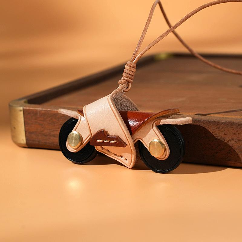 Leather Mini Motorcycle Bag Pendant For Bags Handmade Cute Vintage Charm Accessories Birthday Gifts Bag Charm