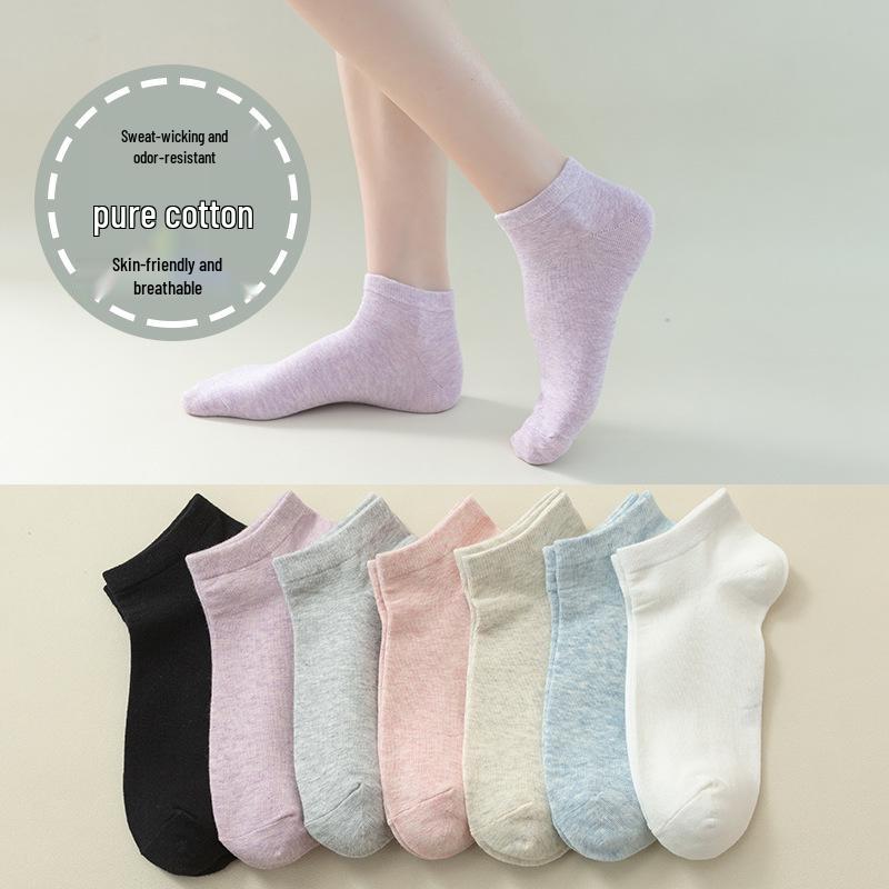 Women's Summer Cotton Candy Color Low-Cut Antibacterial Socks