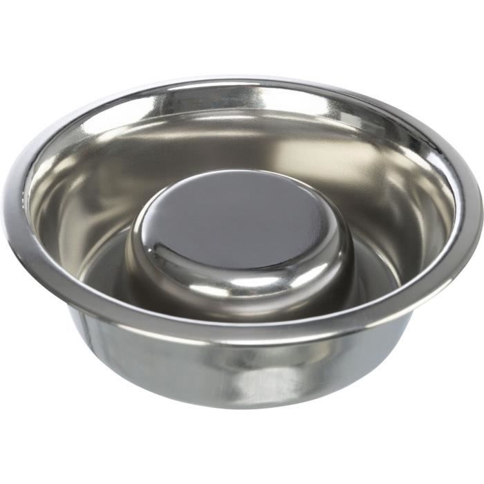 Gamelle Pour Chien - Trixie - Slow Feeding - Acier Inoxydable - Anti-dérapant - Rond