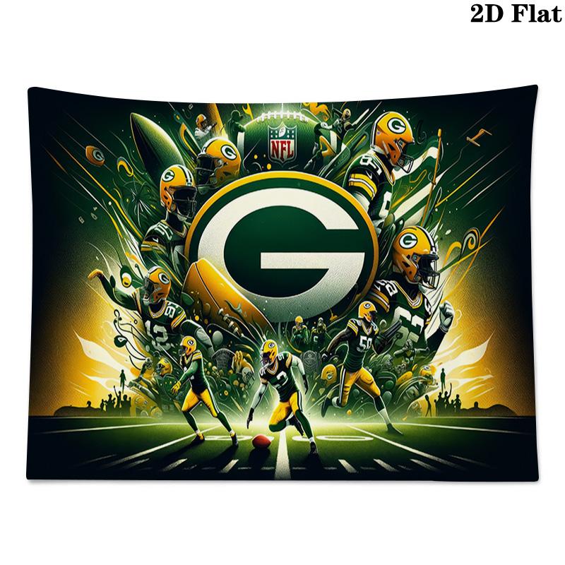 Green Bay Packers Logo Wall Tapestry Aesthetic Wall Hanging Printed Fabric Blanket Decorative Tapestries for Bedroom Living Room Home Decor