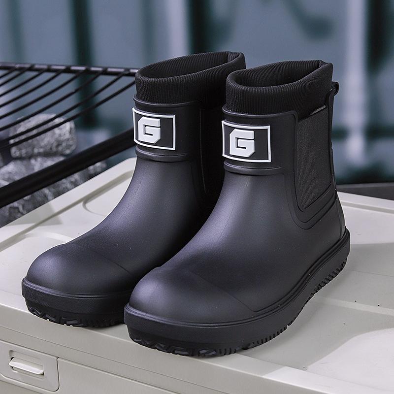 Fashion New Men's Rain Boots Outdoor Short Tube Sports Shoes Fishing Non-slip Work Garden Rubber Shoes Water Kitchen Ankle Shoes