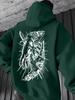 Vintage black line sketch weird hand totem artwork printed men hip hop sports hoodie casual drop shoulder long sleeve hooded top