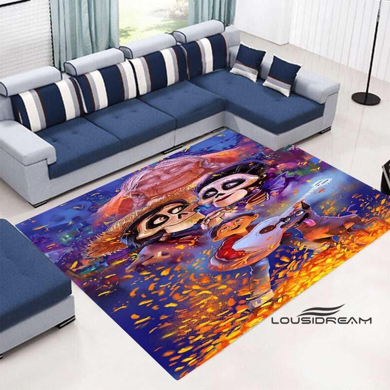 3D Printed Cute Cartoon Coco Floor Mat, Comfortable Flannel, Soft and Thickened, Non-Slip Mat, Suitable for Living Room, Bedroo