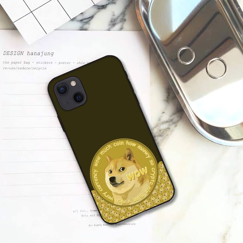 Roztomilý pouzdro na telefon Dogecoin Doge pro iPhone 11 12 Mini 13 14 Pro XS Max X 8 7 6s Plus 5 SE XR skořepina
