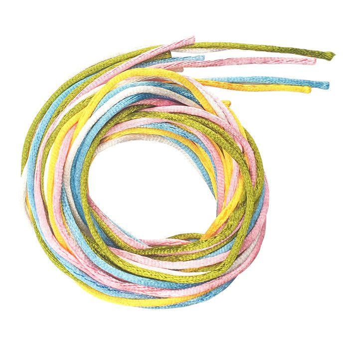 Cordelettes satin couleurs pastel 2 mm x 2 m 5 couleurs