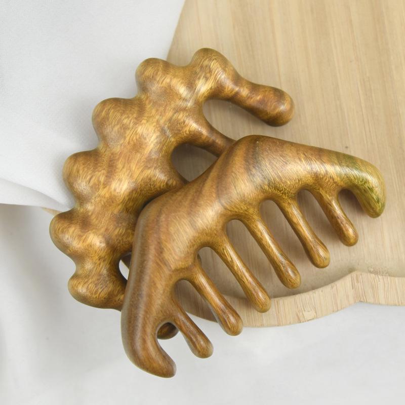 Green Sandalwood Coarse Teeth Massage Comb for Relaxing Scalp Care & Daily Use
