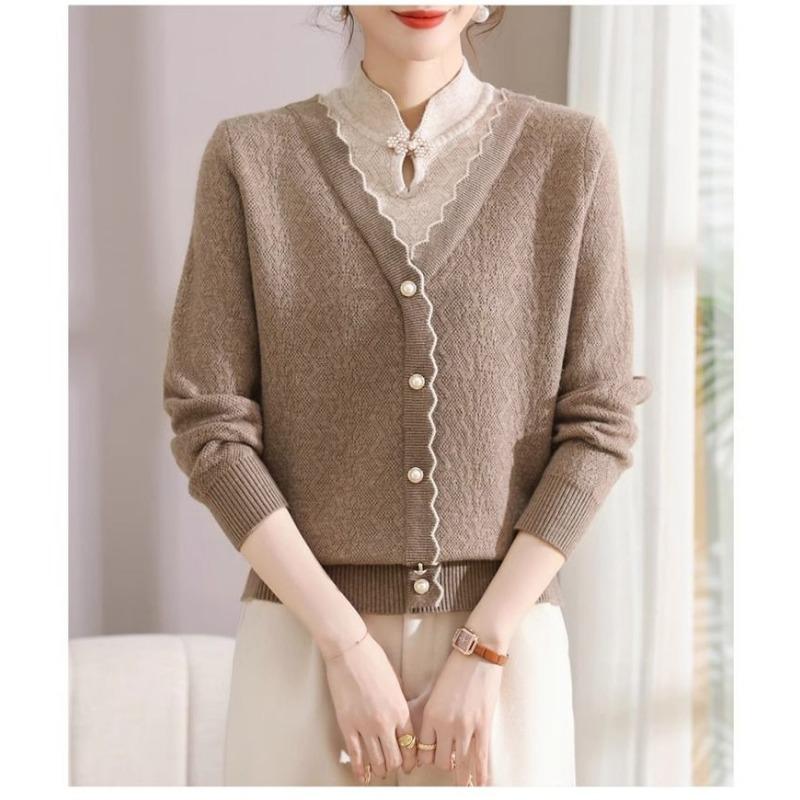 Temperamentní top falešný dvoudílný svetr v národním stylu Nový dámský pletený základní svetr