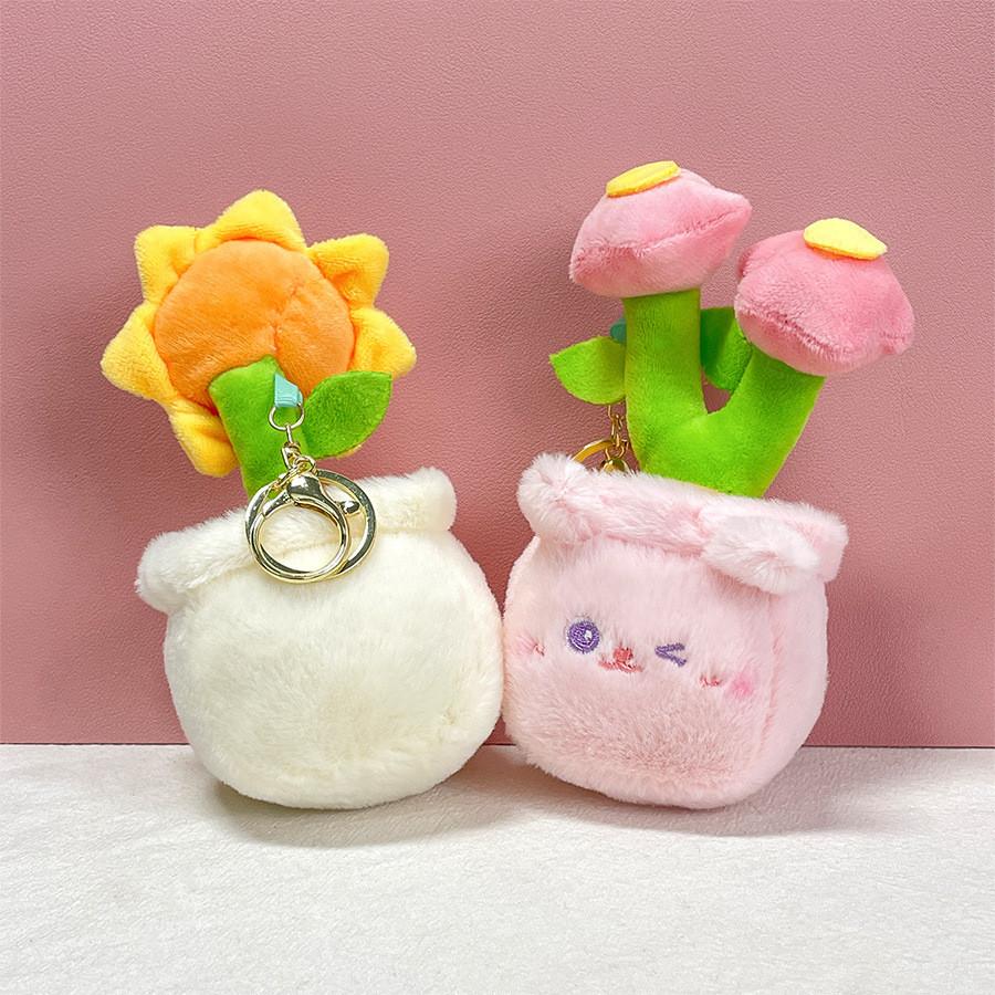 Adorable Plush Animal Potted Plant Keychain Decoration Cute Panda Figure Gift For Kids