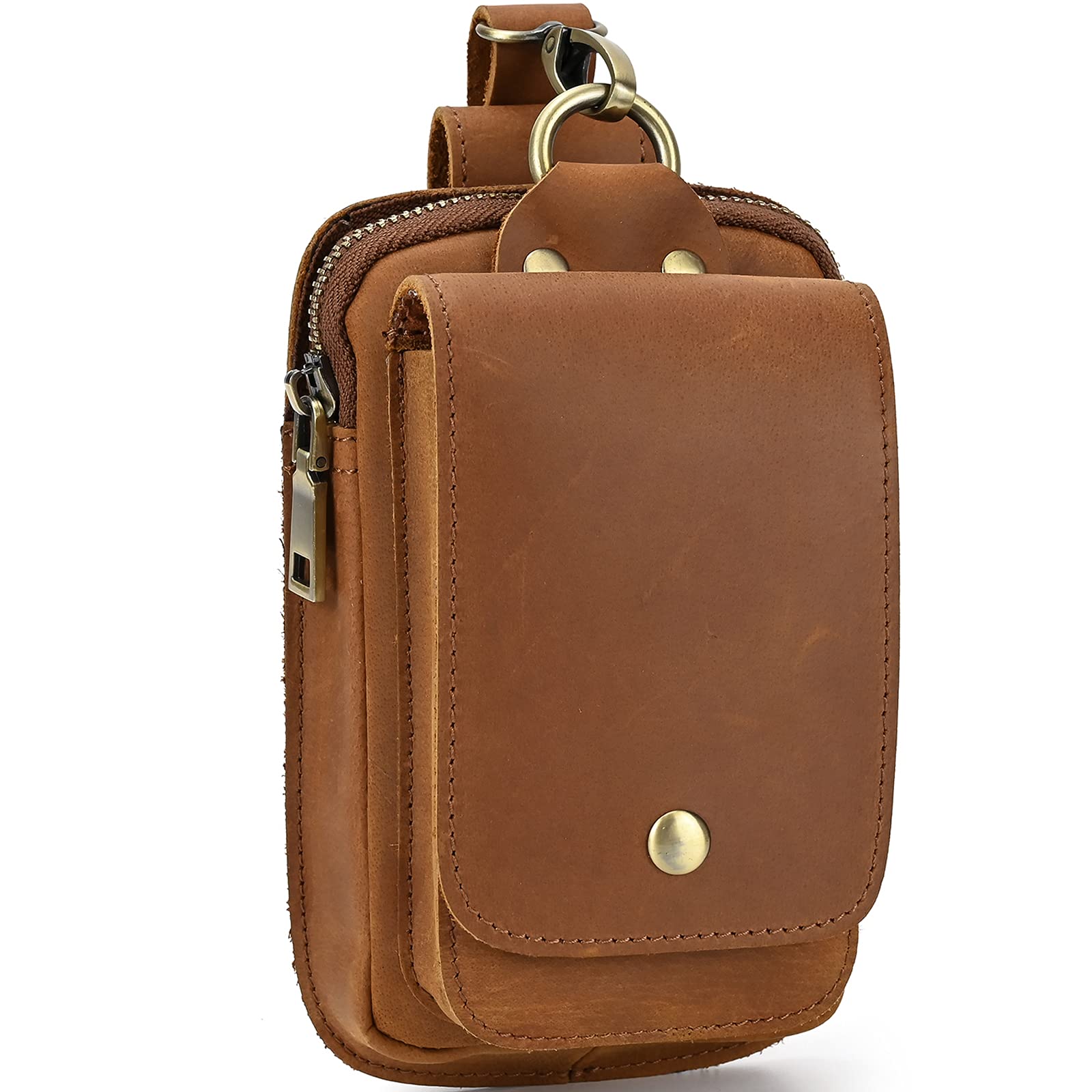 

Waist Genuine Retro Smartphone Belt Pouch with Compatible with 2 Mobile Waist Belt Cowhide Belt Bag [Luufan] Men s Pouch, Leather, Pouch, Carabiner,