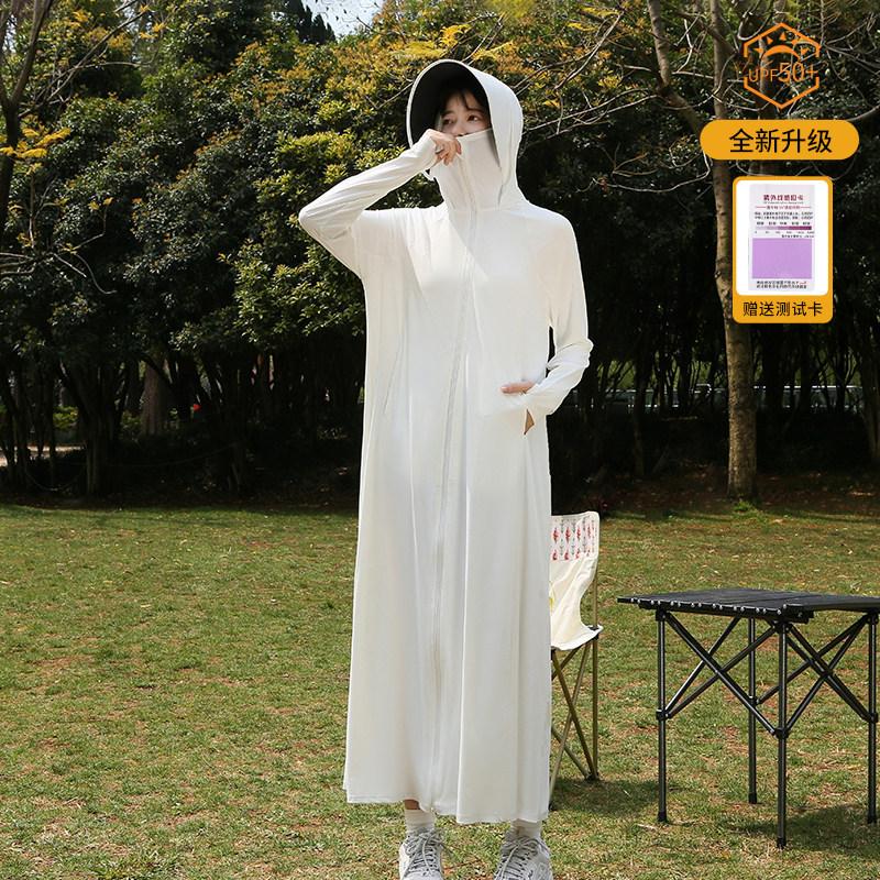 Sunscreen clothing long full body women's ice silk thin 1011 summer sunscreen clothing vinyl hooded UV protection sunshade clothing