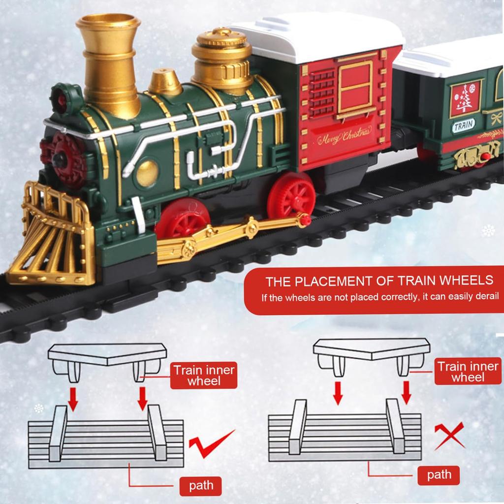 Lighted Electric Train Set, Christmas Train Around The Christmas Tree, With Adjustable Sounds And Music, Great Christmas Birthday Gift For Children