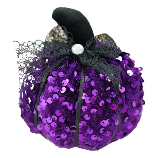 

Центральная композиция в виде тыквы с пайетками, украшение тыквы на Хэллоуин, блестящая тыква с бантом, украшение для осени, Дня благодарения, домашний настольный декор