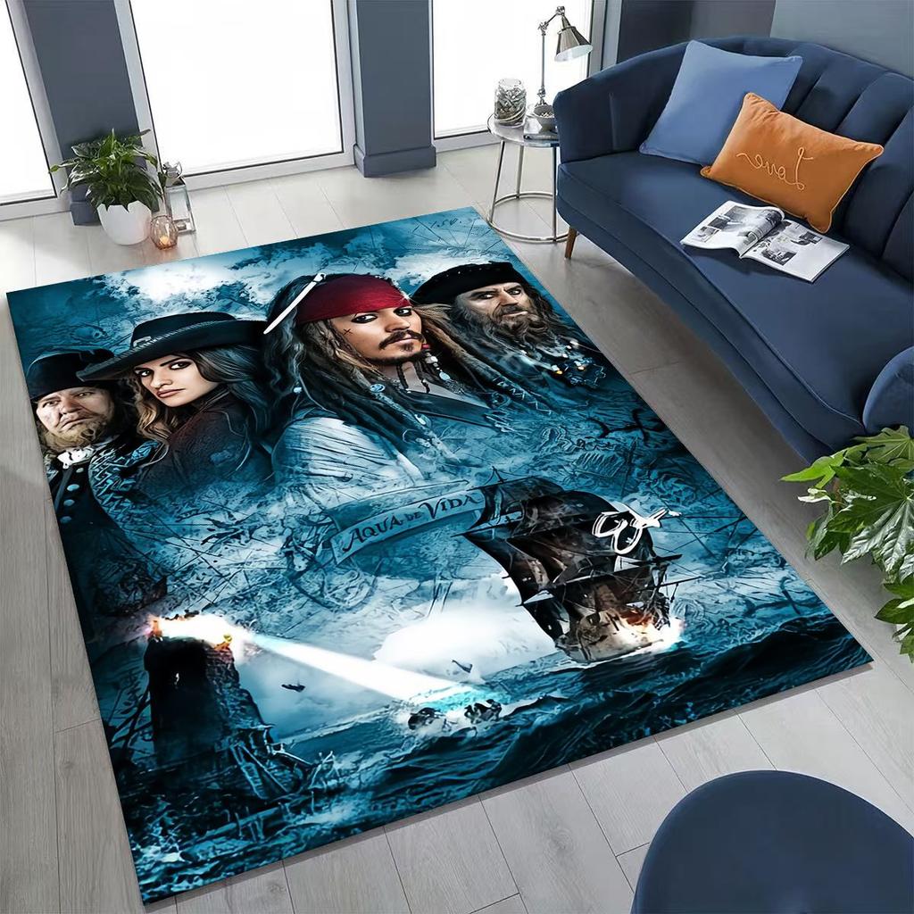 Captain Jack Pirates of The Caribbea Johnny Depp Carpet Rug for Bedroom Living Room Sofa Home Doormat Decor,Non-slip Floor Mat