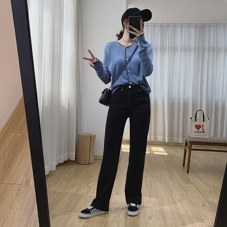 Premium Four-Way Stretch Wide-Leg Jeans for Women - Loose, Floor-Length, Perfect for Spring & Autumn