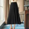 Hepburn Style High-Waisted Cashmere Pleated A-Line Skirt 