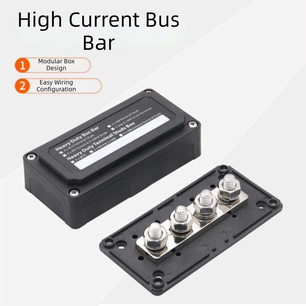 Heavy-Duty Modular Design DC 48v Distribution Block 4 Terminal Studs Power Distribution Block  RV