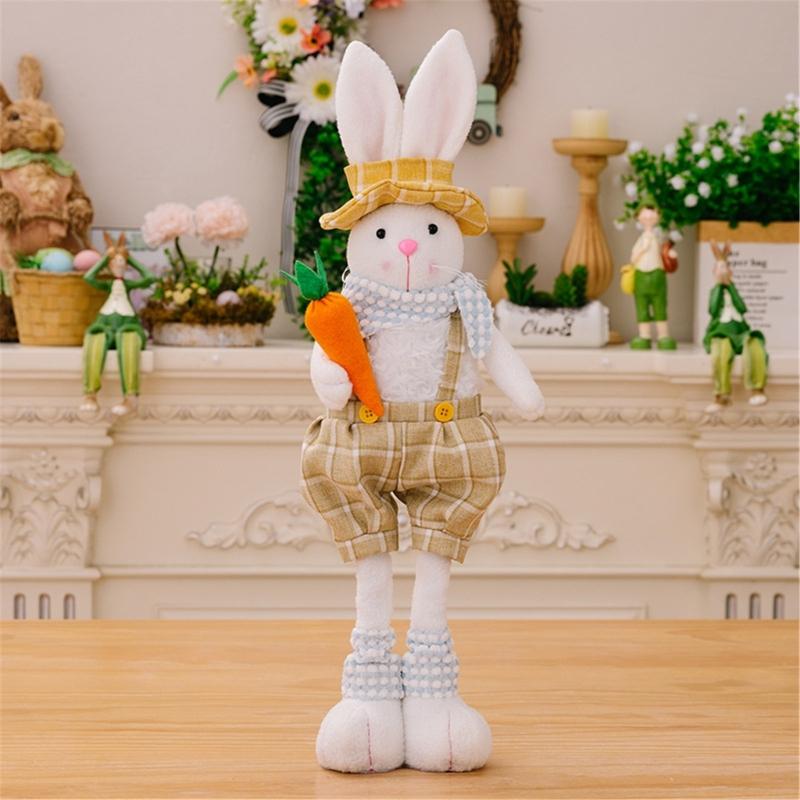 Spring Rabbit Doll Rabbit Figure for Easter Party Decors Kids Holiday Gift Colorful Accent for Windowsill Shelf