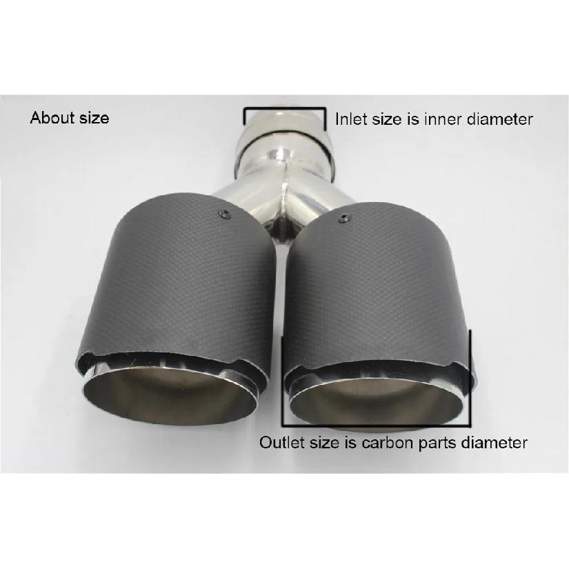 1Piece AK Dual Exhaust Tip Glossy Carbon Fiber Black Pipe Double Exhaust Tail End Pipe Exhaust Muffler Tip for Universal