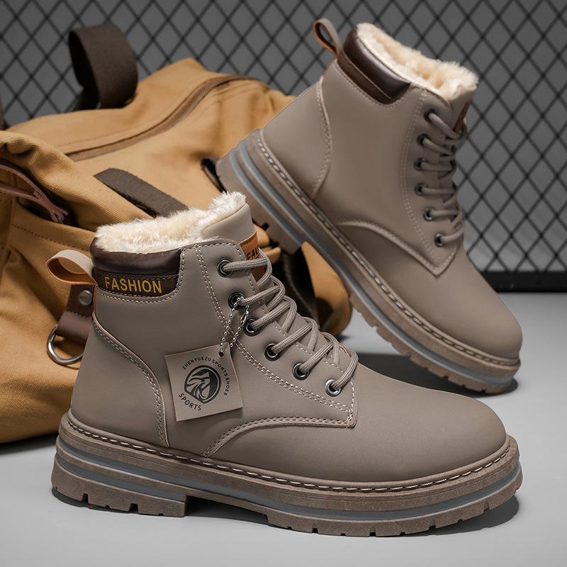 Martin Boots Men's Shoes Winter High-top Sports and Leisure Trend Tooling Velvet Thickened Cotton Shoes