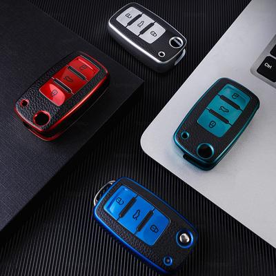 Kůže+TPU Pouzdro na dálkový ovladač na auto Klíčenku na Volkswagen VW Bora Polo Tiguan Jetta Passat B5 B6 B7 Golf Beetle na Škodu Octavia