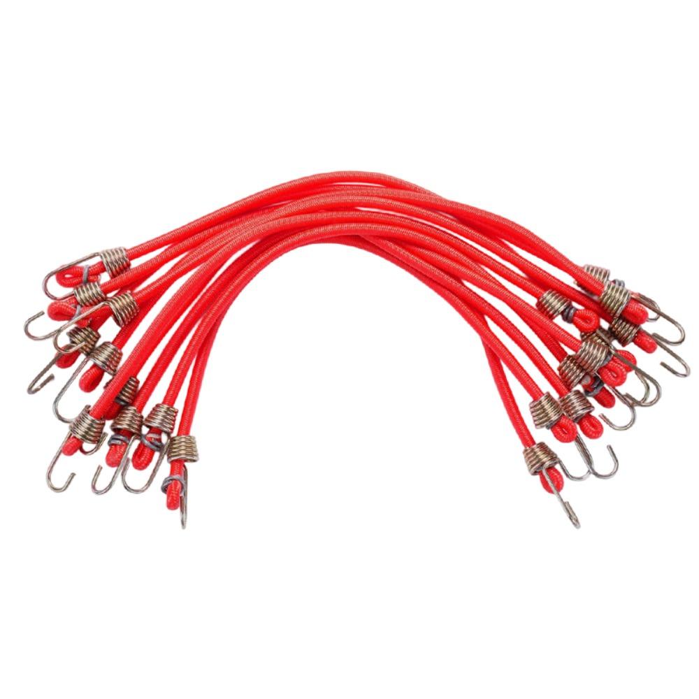 10 PCS with Steel Hooks Elastic Rope 10-Inch Rubber Strap Outdoor Bungee Cords  Bikes