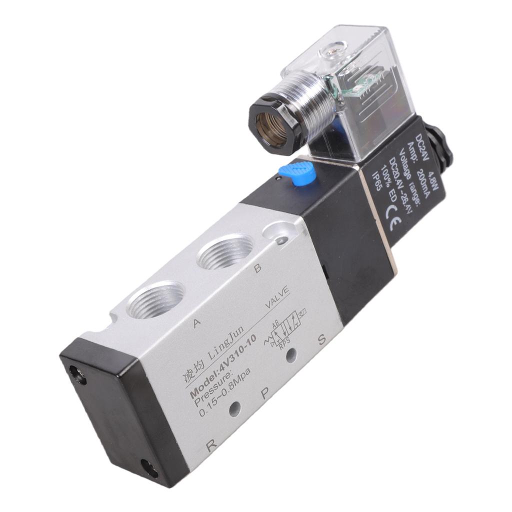 24V Electric Control Air Gas Magnetic Valves Replacement 5 Way 2 Position Control Air Solenoid Valves Alumium Alloys Body