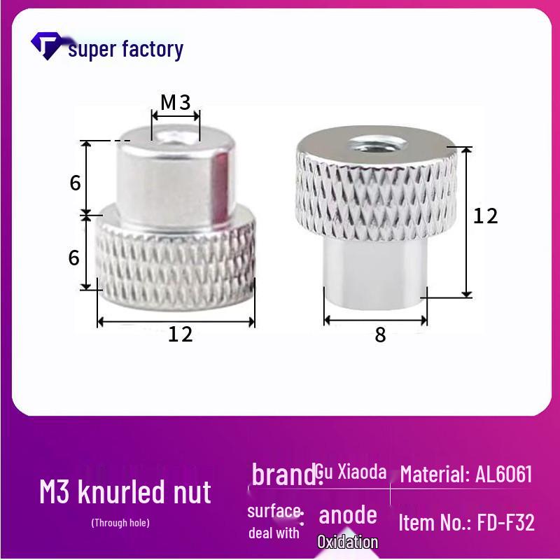 Aluminum Alloy Extended Handle Knurled Adjustment Nut Cap M4/M5