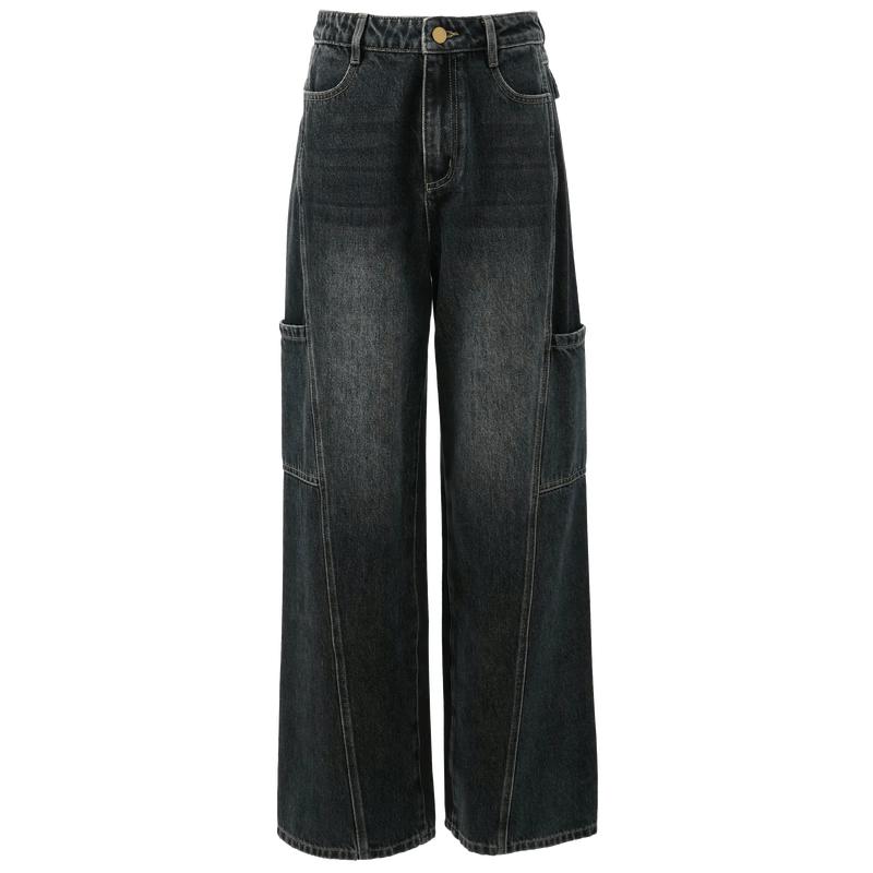 Sancai 2026 Winter High-Waisted Wide-Leg Denim Jeans