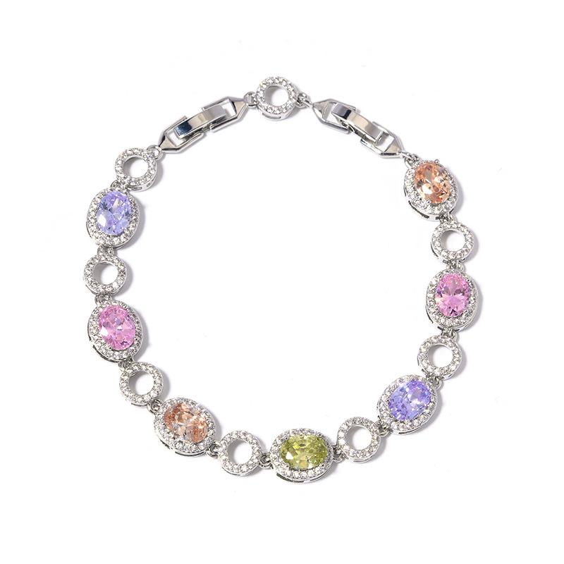 Popular Jewelry Accessories Color Zircon Jewelry Bracelet Brass Electroplated Platinum Jewelry