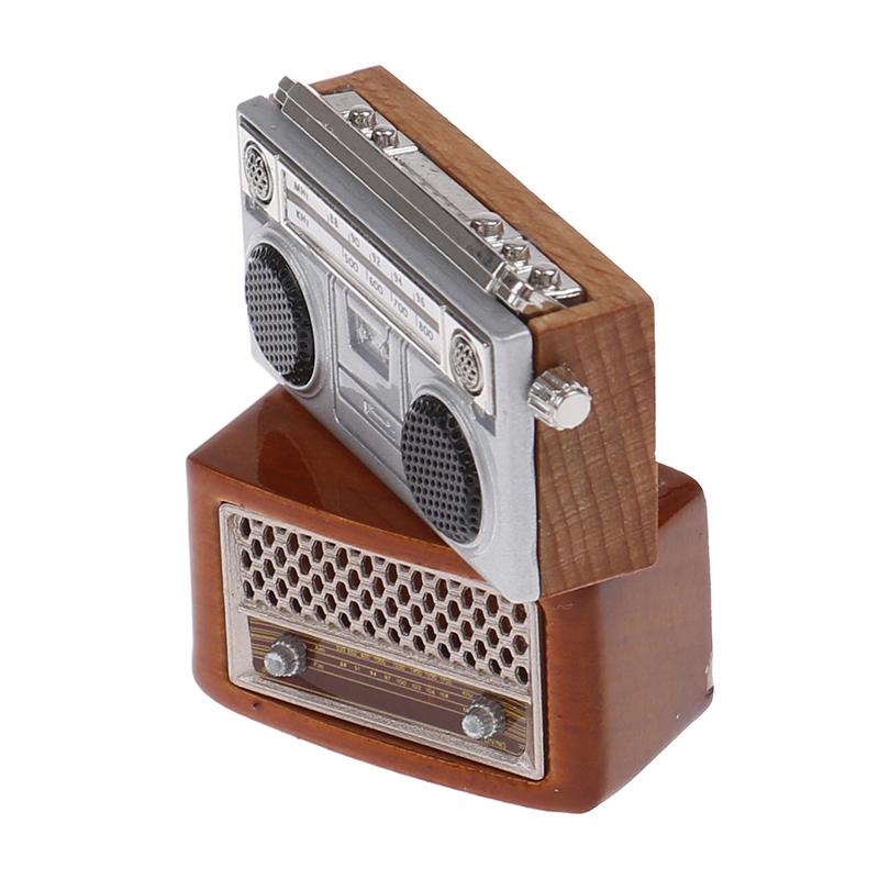 1/12 Dollhouse Miniature Radio Simulation Old-Fashion Retro Radio Model Mini Tape-recorder Doll House Furniture Accessories