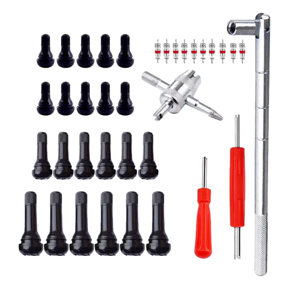 

36/45pcs Auto Tire Valve Stem Tool Puller Installer Kit Single/Dual Head Core Remover 4-Way Valve Stem Puller Installer Tool