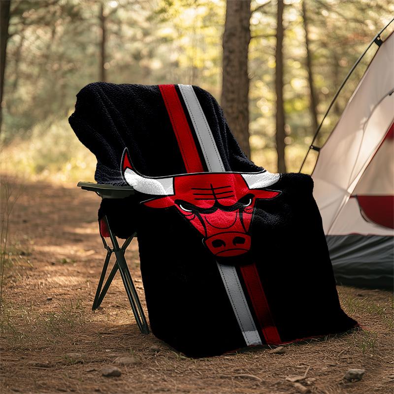 1pc Chicago Bulls Theme Blanket - Digital Print, Polyester, Cozy for All Seasons, Perfect for Outdoor, and Travel