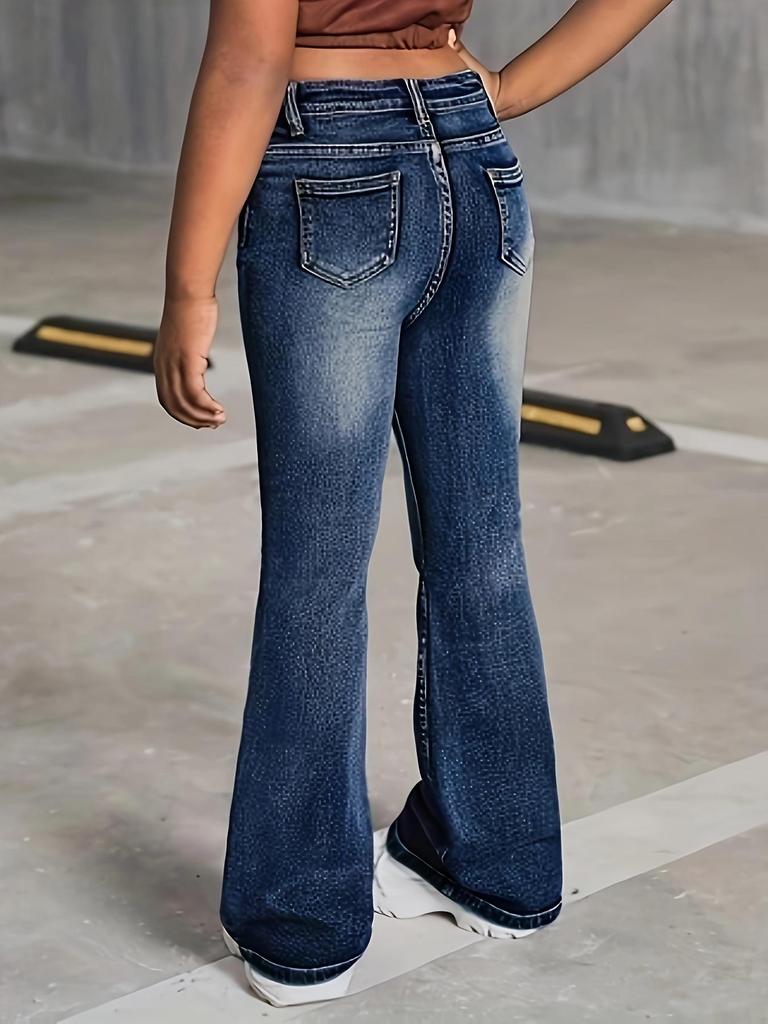 Trendy High Waist Elastic Flare Jeans for Teenage Girls - New European & American Style