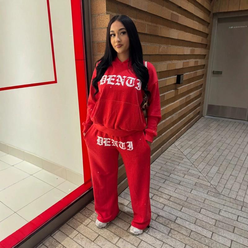 TikTok Y2K Streetwear Rhinestone Hoodie Sweatpants Set Womens Casual Tracksuits Fall Winter