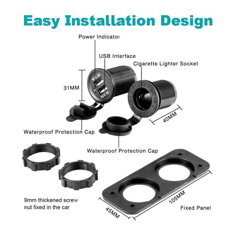 12V Dual USB Car Cigarette Lighter Socket Splitter 12V Charger Power Adapter Outlet Accessories New Arrive