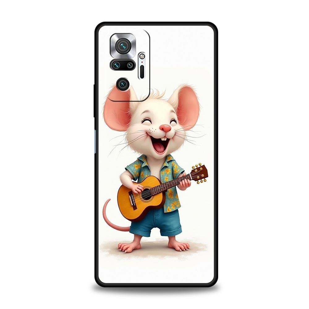Phone Case Cover for Redmi 14C 10C Note 15 14 13 12 10 11 Pro Plus K40 5G Soft TPU Shockproof Fundas Funny Rock And Roll Mouse
