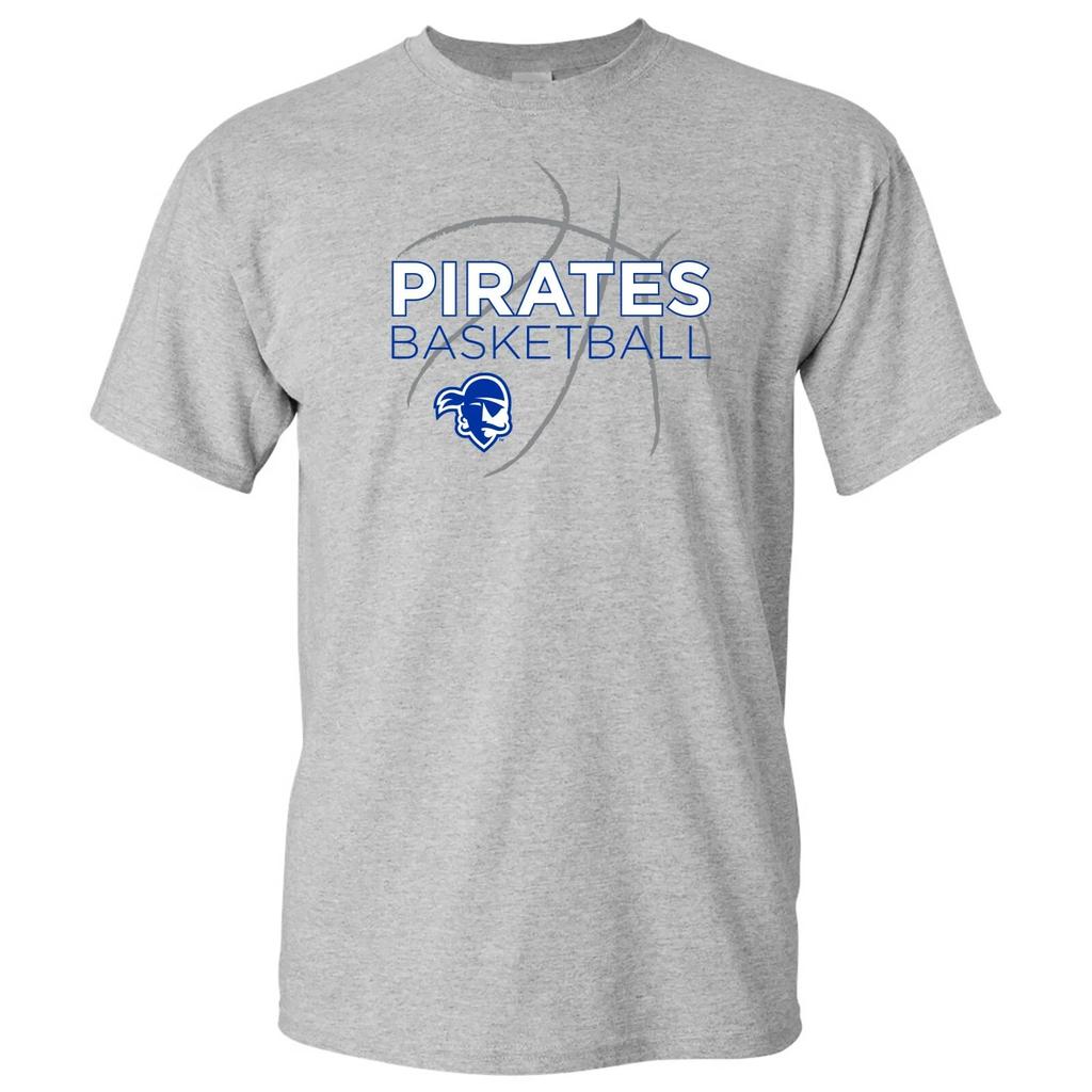 Seton Hall Pirates Basketball Sketch T-Shirt - Sport Grey