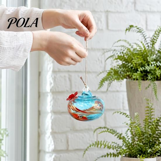 Blown Glass Hummingbird Feeder, Outdoor Hanging Colorful Nectar Feeder with Two Flower Feeding Ports for Garden Backyard Decor Sale Goods