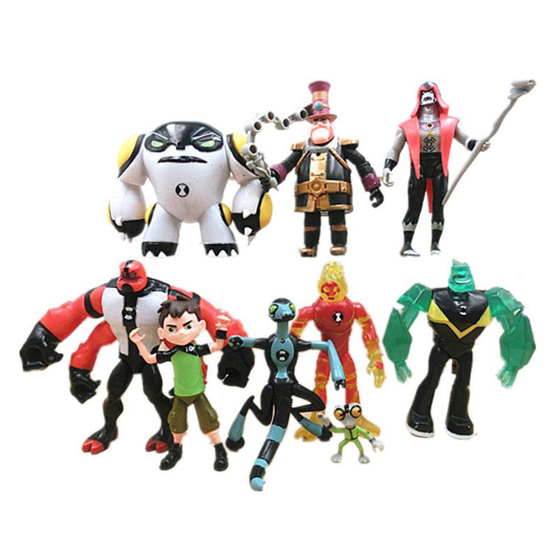 9 Piezas/Set Nuevo Omnitrix BEN10 Gwen Ben Tennyson 10 Cuatro Brazos XLR8 Fuego Galáctico Cabeza de Diamante Materia Gris Kevin Once Upchuck Modelo Juguete