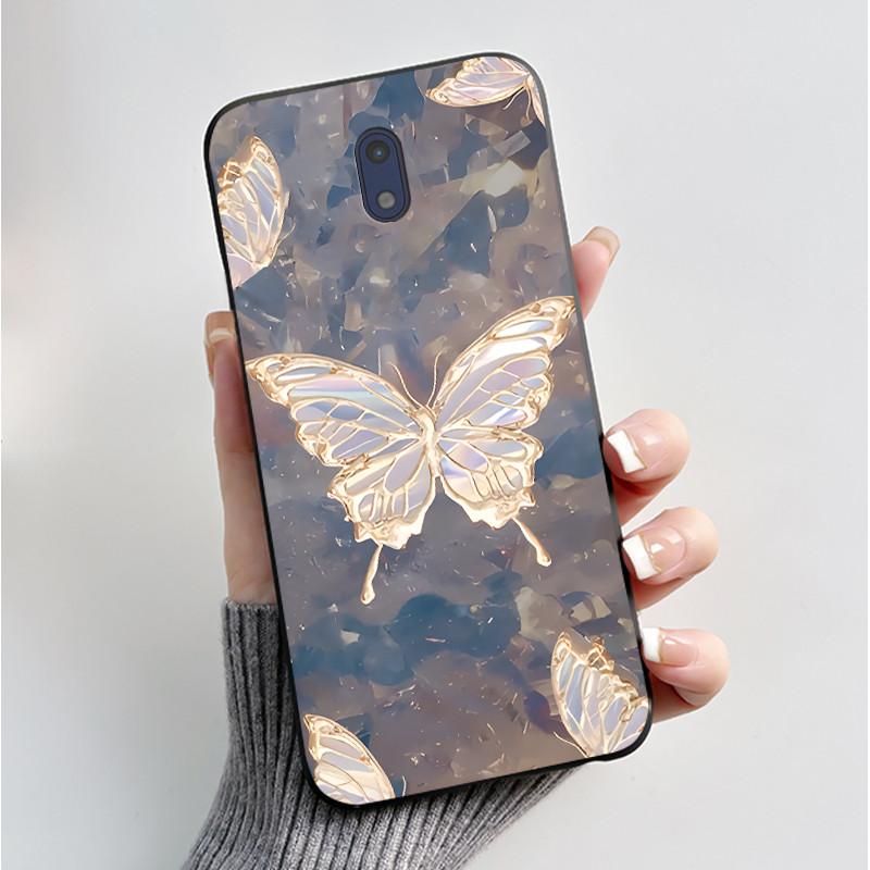 För Nokia 3 Fodral För Nokia 3.1 Fodral Lyxigt Mode Fjärilar Blommor Mjukt Smalt Svart Silikon Baksida för Nokia3 Fodral